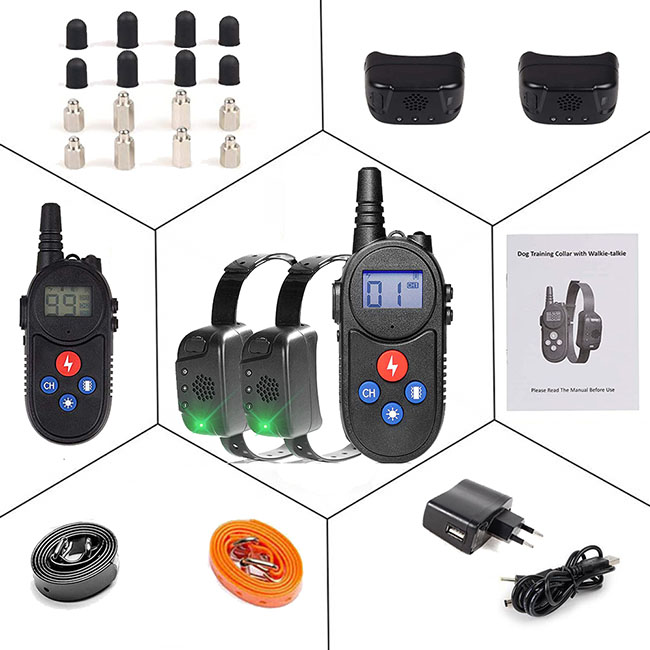 Hundetrainingshalsband mit Walkie-Talkie Fernbedienung Entfernung Bis zu 1000m Für 2 Hunde