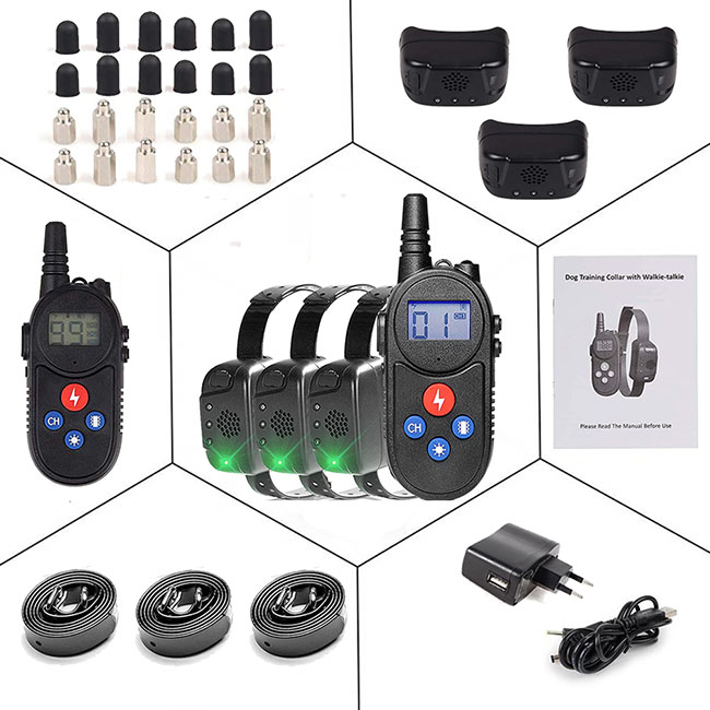 Hundetrainingshalsband mit Walkie-Talkie Fernbedienung Entfernung Bis zu 1000m Für 3 Hunde